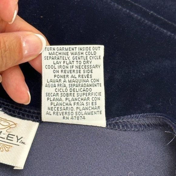 Vintage TR Bentley Navy Velvet Maxi Dress Large Floral Beaded Detail Side Slit - Picture 9 of 14